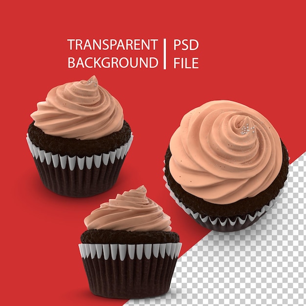 PSD cupcake de chocolate png