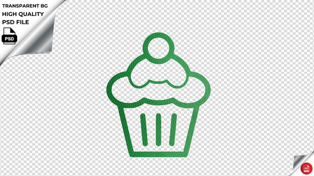PSD cupcake design2 ícono vectorial de lujo cuero verde texturizado psd transparente