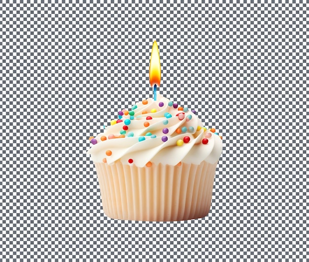 Cupcake di compleanno decorativo isolato su uno sfondo trasparente