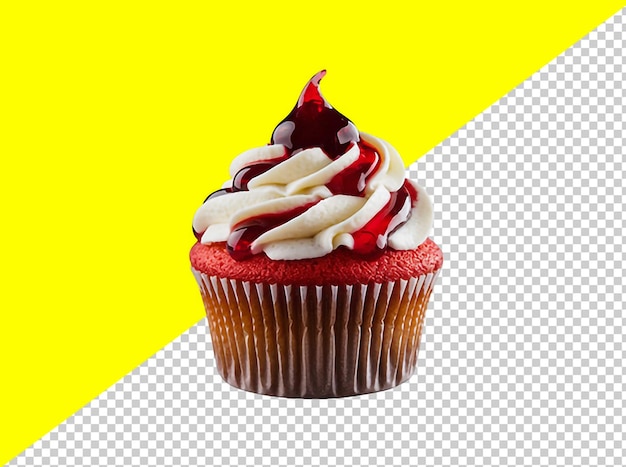 Cupcake di velluto rosso con topping di ciliegie