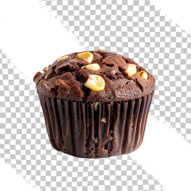 PSD un cupcake avec du chocolat et des noix dessus