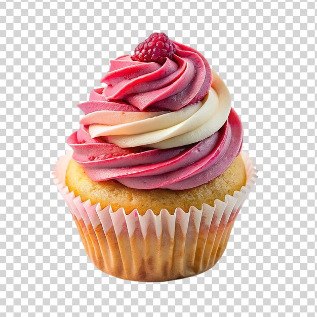 PSD un cupcake avec du glaçage rose et une cerise dessus