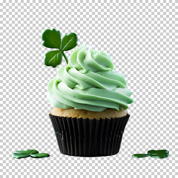 cupcake fresco verde con pianta di ciambella isolata su uno sfondo trasparente