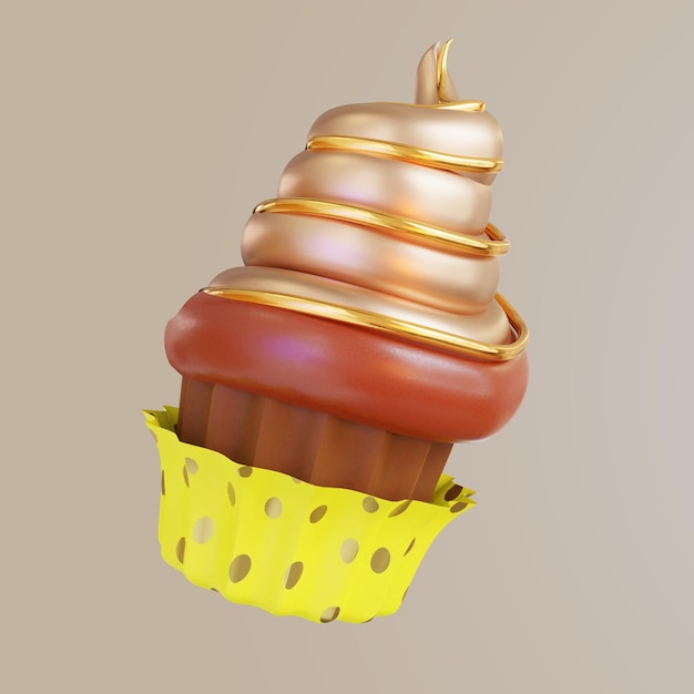 Cupcake-lebensmittel 3d-rendering in png