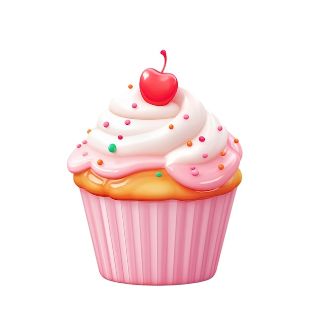 PSD cupcake mignon illustration 3d fond transparent psd