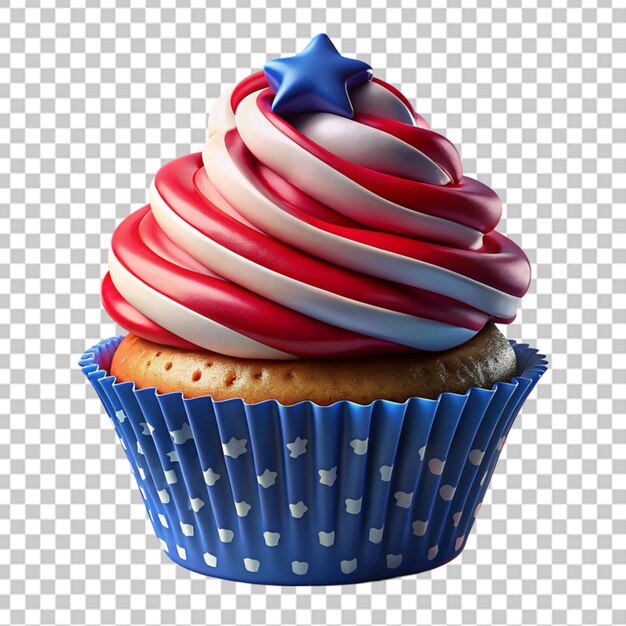 PSD cupcake mit amerikanischer flaggen-glasur