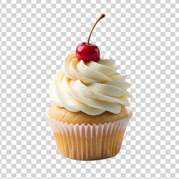 PSD cupcake mit kirschen auf durchsichtigem hintergrund