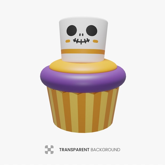 PSD un cupcake avec une tête de mort dessus