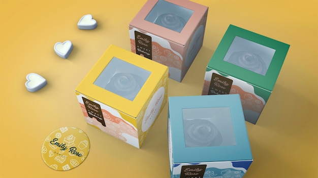 Cupcake-verpackung und branding-modell