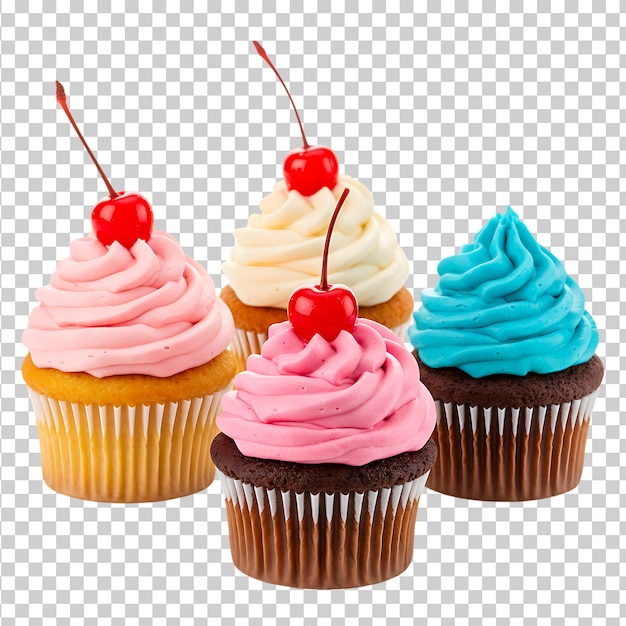 Des cupcakes délicieux avec de la cerise sur le dessus
