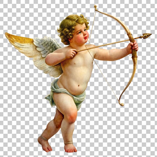 PSD cupid volant et tirant sa flèche illustration isolée sur un fond transparent