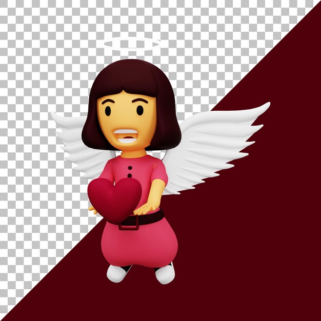 Cupido femenino 3d ilustración con amor