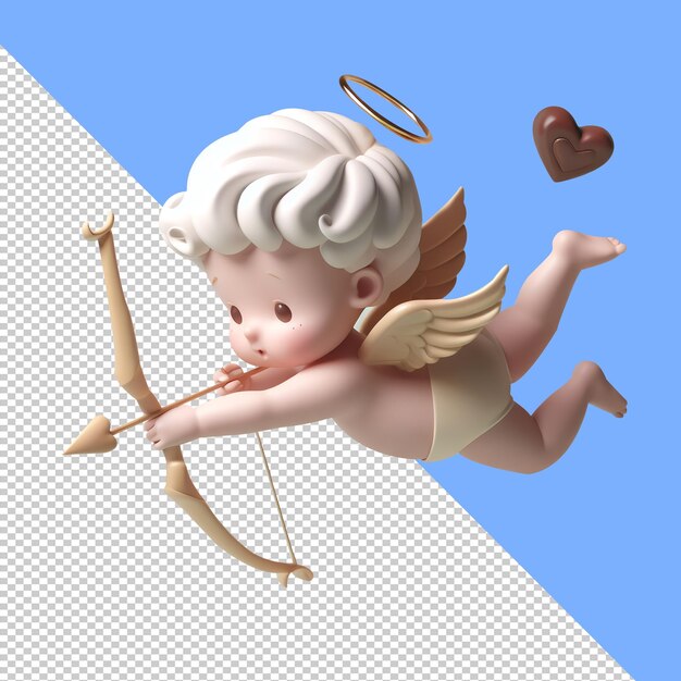 PSD cupido hecho de chocolate día de san valentín y concepto de propuesta