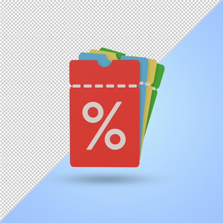 PSD cupón de descuento o vale de compra 3d render