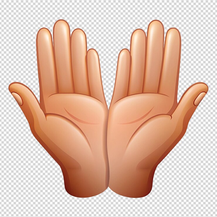 PSD cupped hands open palms white background
