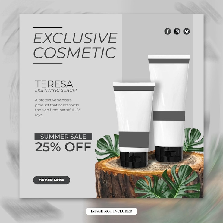 PSD cura della pelle cosmetica bellezza della pelle promozione di prodotti social media instagram banner template