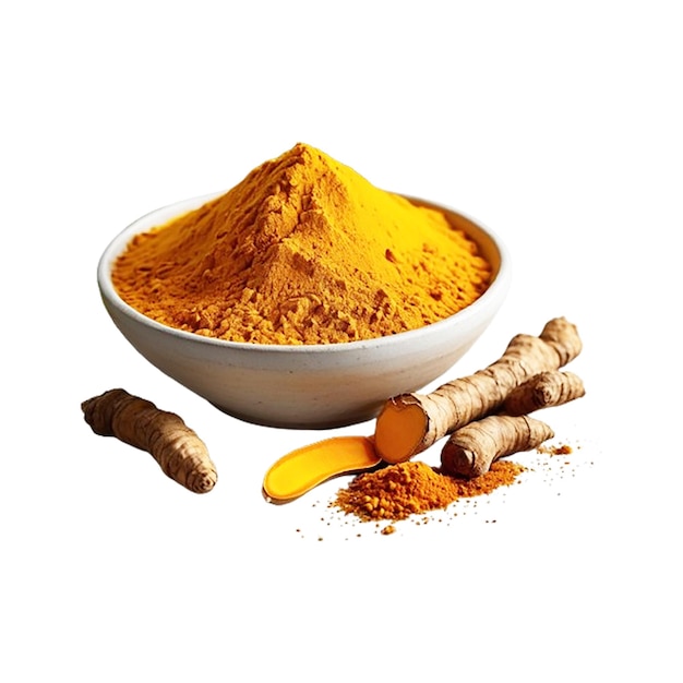Le curcuma sur un fond blanc transparent