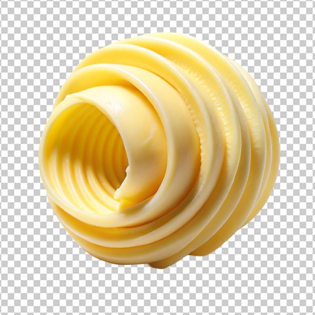 Curl de mantequilla fresco aislado sobre un fondo transparente