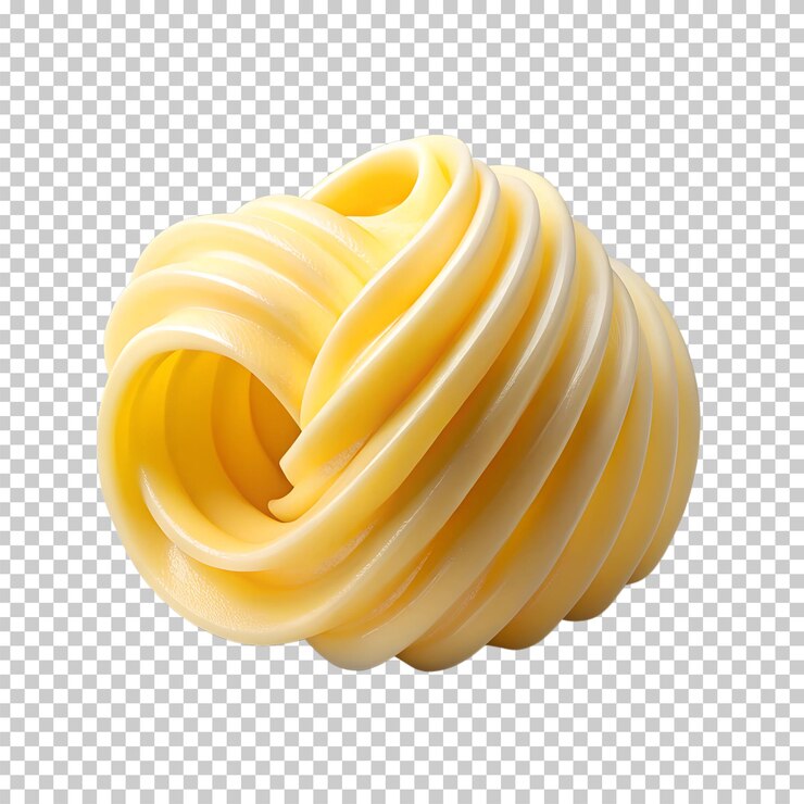PSD curls de mantequilla frescos aislados sobre un fondo transparente