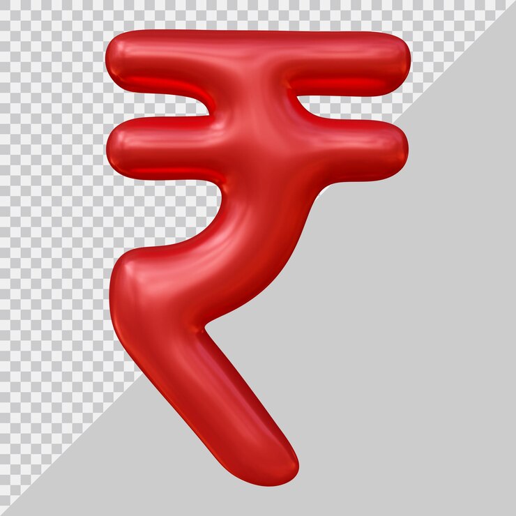 PSD currency sign indian rupee in 3d render
