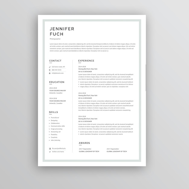Currículo criativo ou modelo cv