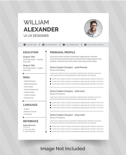 Currículo moderno e minimalista ou modelo cv