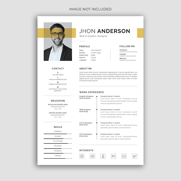 Curriculum o modello di CV creativo e moderno