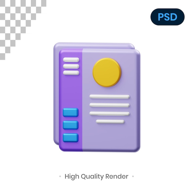 Currículum vitae Icono 3D PSD Premium