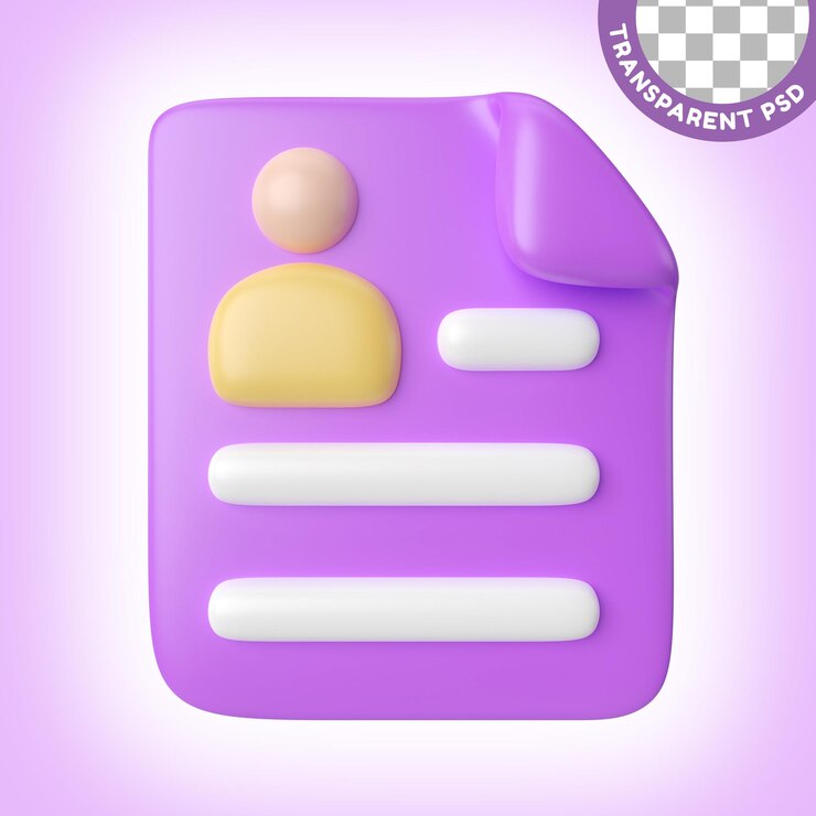 PSD curriculum vitae ilustração 3d ícone
