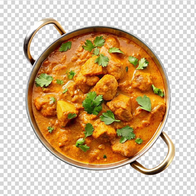 PSD curry de frango com manteiga indiana isolado em fundo transparente