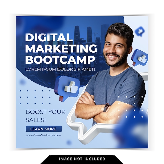 Curso de marketing digital para mídia social modelo de postagem no instagram