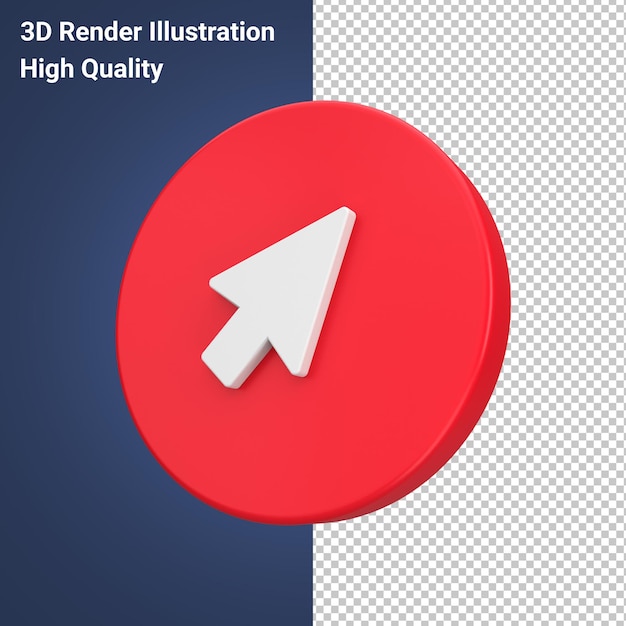 PSD un cursor 3d en el botón del círculo rojo