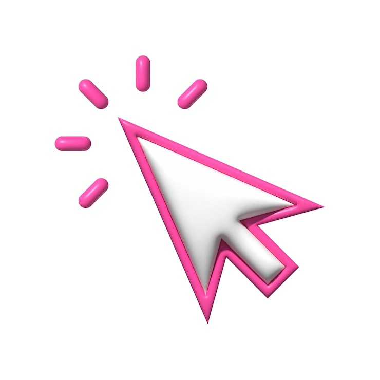 PSD cursor de mouse delineado rosa choque 3d