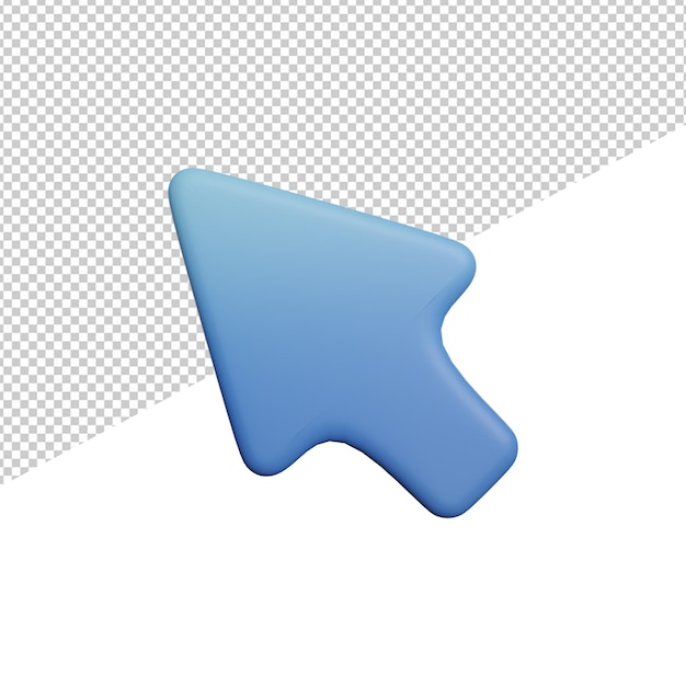 Cursor do ponteiro do mouse seta vista frontal ilustração 3d renderizando fundo transparente