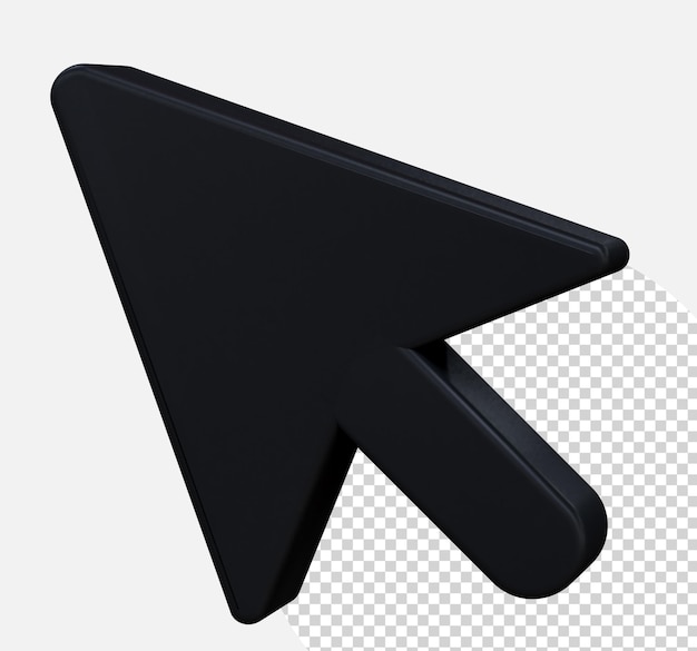 El cursor de la flecha del ratón Elemento 3D aislado en el fondo Concepto de interfaz Interfaz de computadora del puntero para elegir acciones en línea Renderización 3D