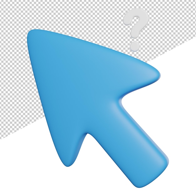 cursor help sign side view 3d rendering icon illustration ontransparent background