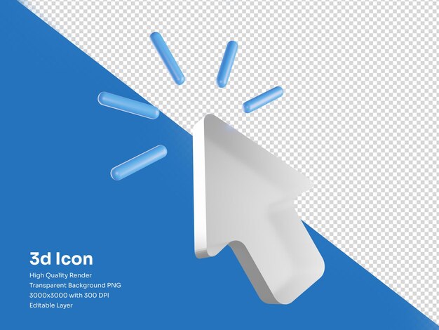 PSD cursor del ordenador haga clic en el botón ilustración 3d