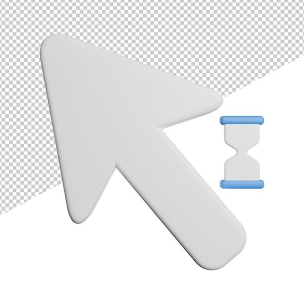 Cursor pointer mouse loading view 3d ícone renderização ilustração em fundo transparente