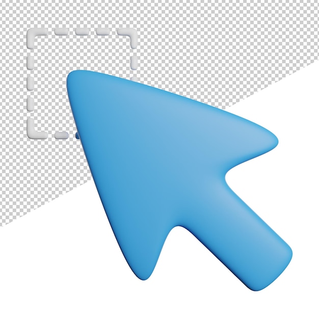 cursor pointer selection box front view 3d rendering icon illustration on transparent background