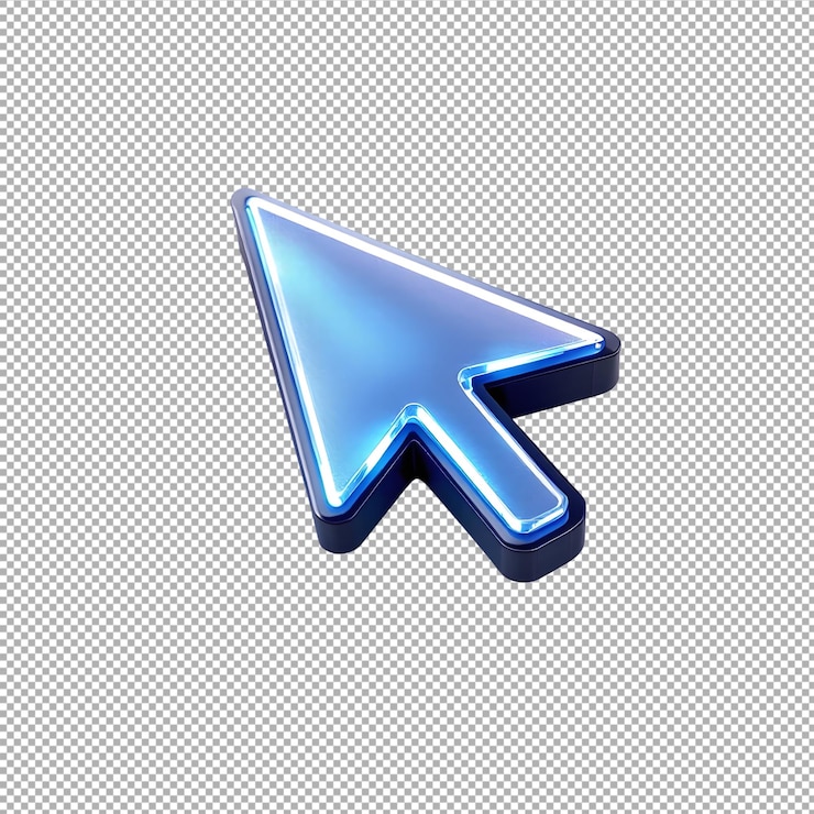 PSD el cursor, el puntero y el ratón hacen clic en la vista frontal del icono 3d que muestra la ilustración en un fondo transparente