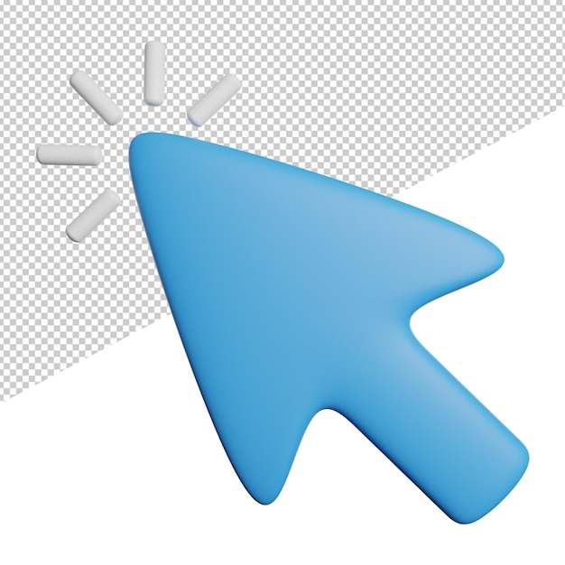 cursor select click front view 3d rendering icon illustration on transparent background