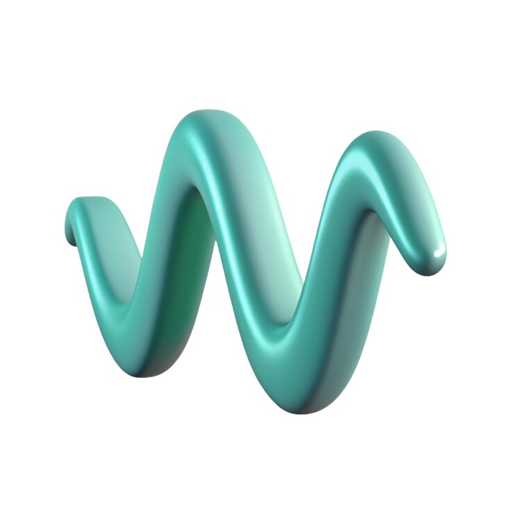 PSD curva astratta dell'onda di lucentezza della menta 3d