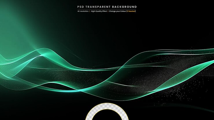 PSD curva de onda de efecto de luz líneas coloridas en fondo transparente