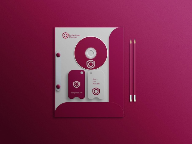 Custodia DVD e cartellino appeso su carta intestata con supporto