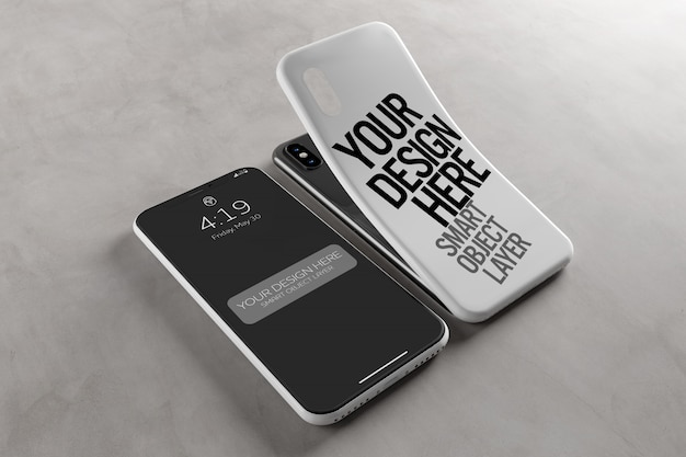 Custodia per smartphone e schermo Mockup