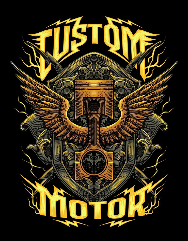 PSD custom motor illustration logo