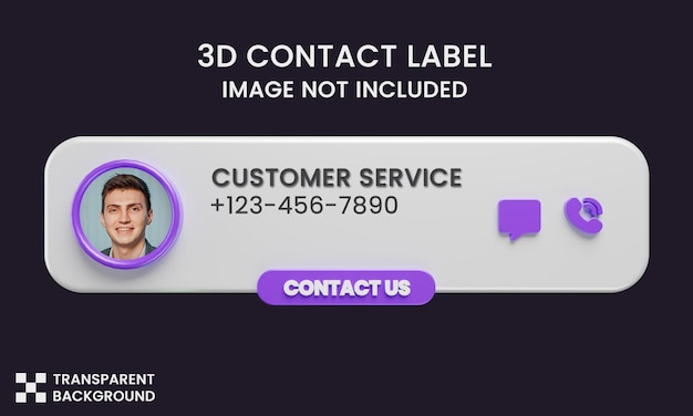 Customer service contact us template in 3d rendering