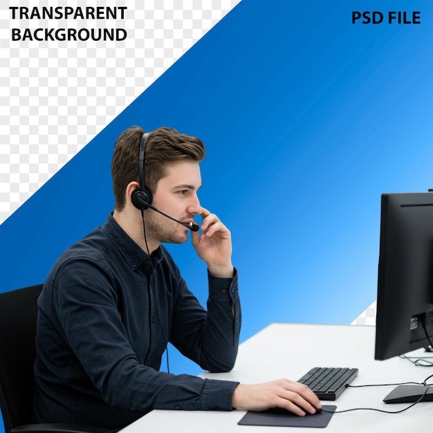 Customer Service Representative at Work with a Headset