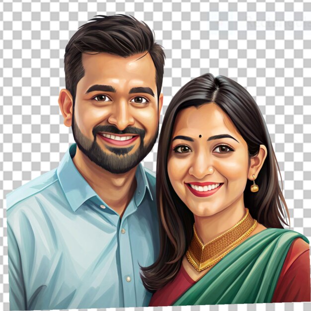 PSD customized couple s portrait on transparent background