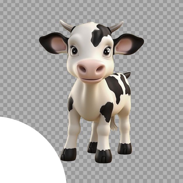 PSD cute 3d desenho animado bebê vaca isolado em fundo transparente